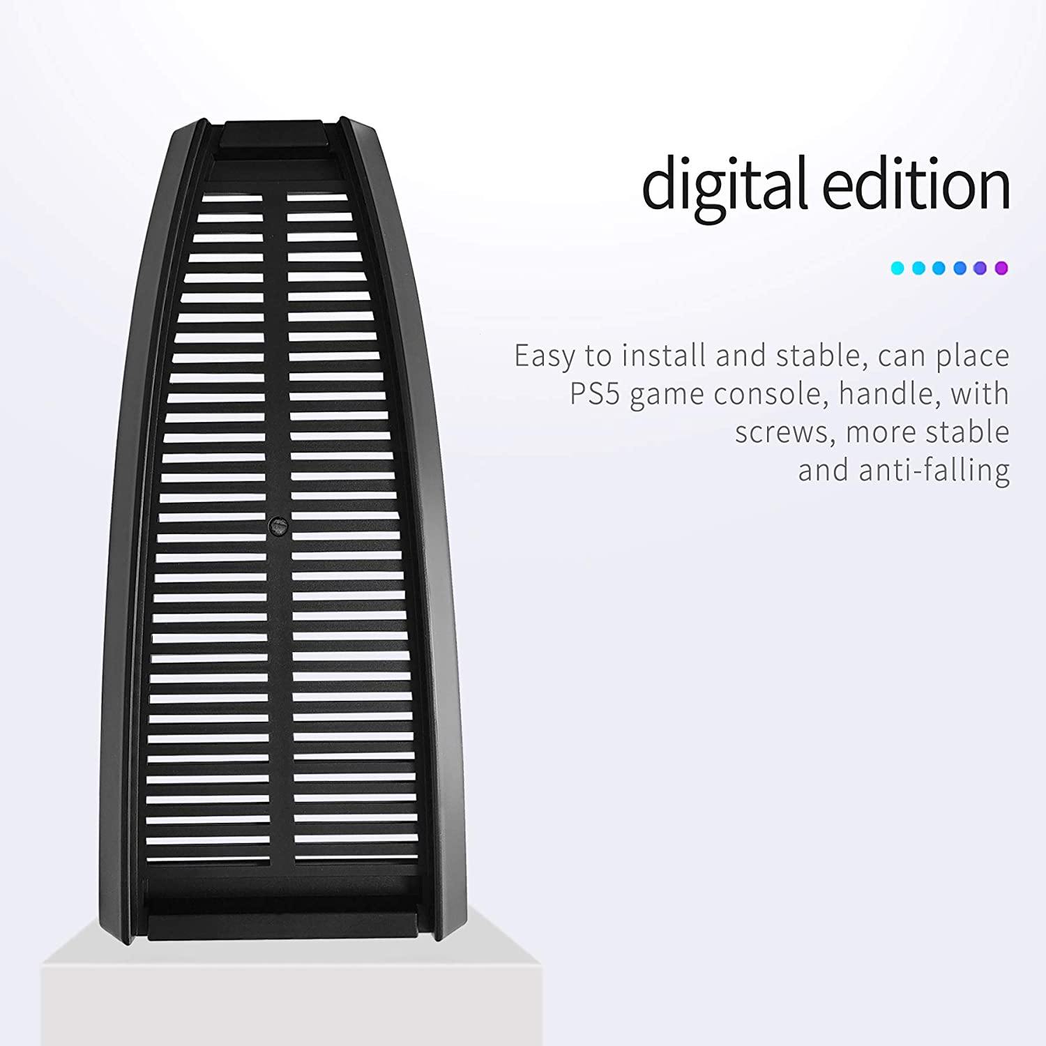 Vertical Stand Holder for PS5 Digital Edition, Stand Cooler for Sony Playstation 5 DE Console with Built-in Air Vents and Non-Slip Feet - JOY2ESpree