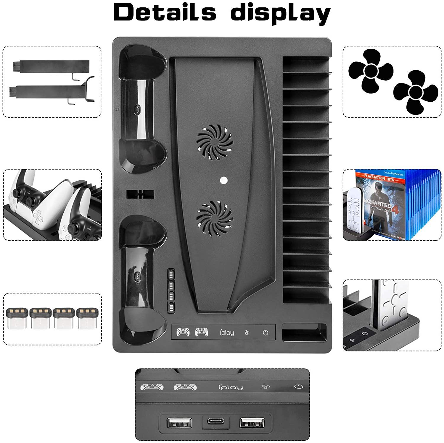 PS5 Stand Cooling Fan Station for Playstation 5/PS5 Digital Edition - JOY2ESpree