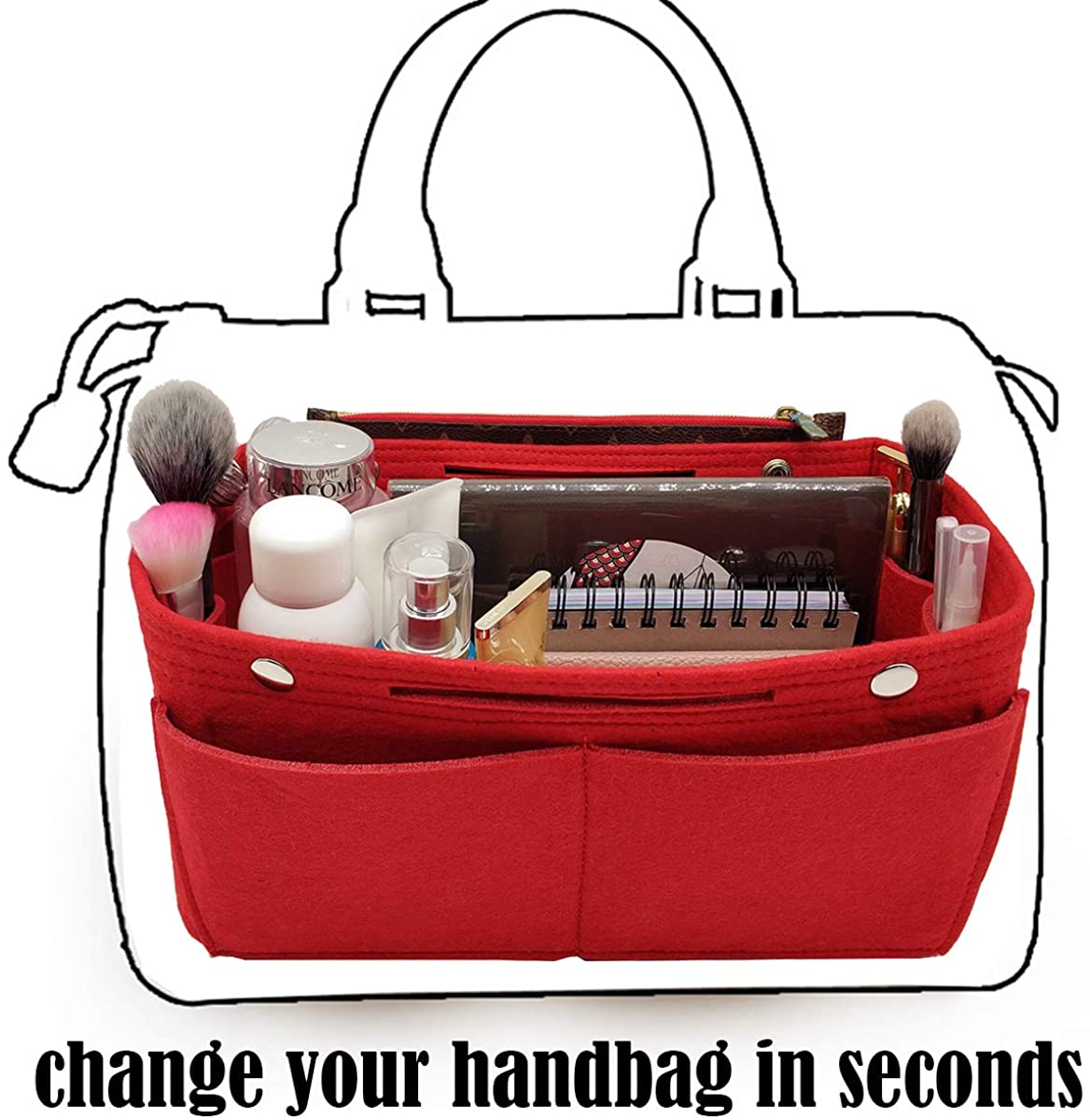 Felt Purse Organizer Insert Bag organizer Multi Pocket Bag in Bag Organizer Shaper