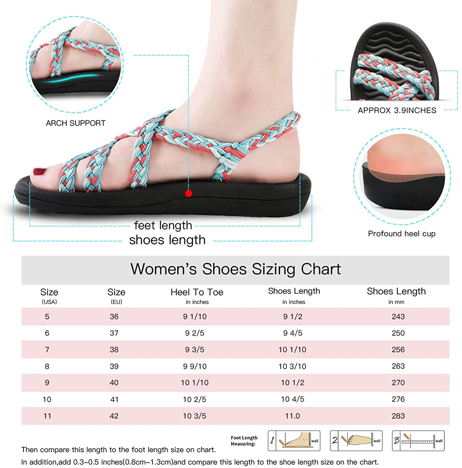 MEGNYA Women's Comfortable Walking Sandals with Arch Support Waterproof for Walking/Hiking/Travel/Wedding/Water Spot/Beach