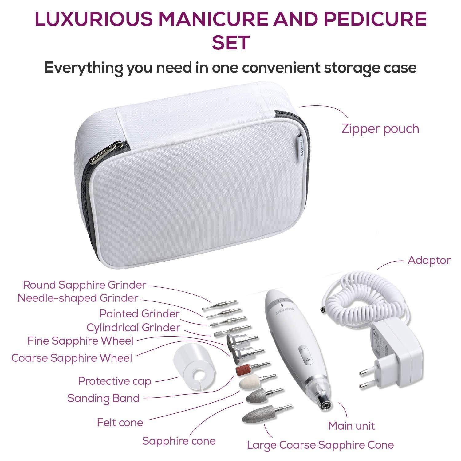 Beurer 14-piece Professional Manicure & Pedicure Nail Drill Kit, Cordless