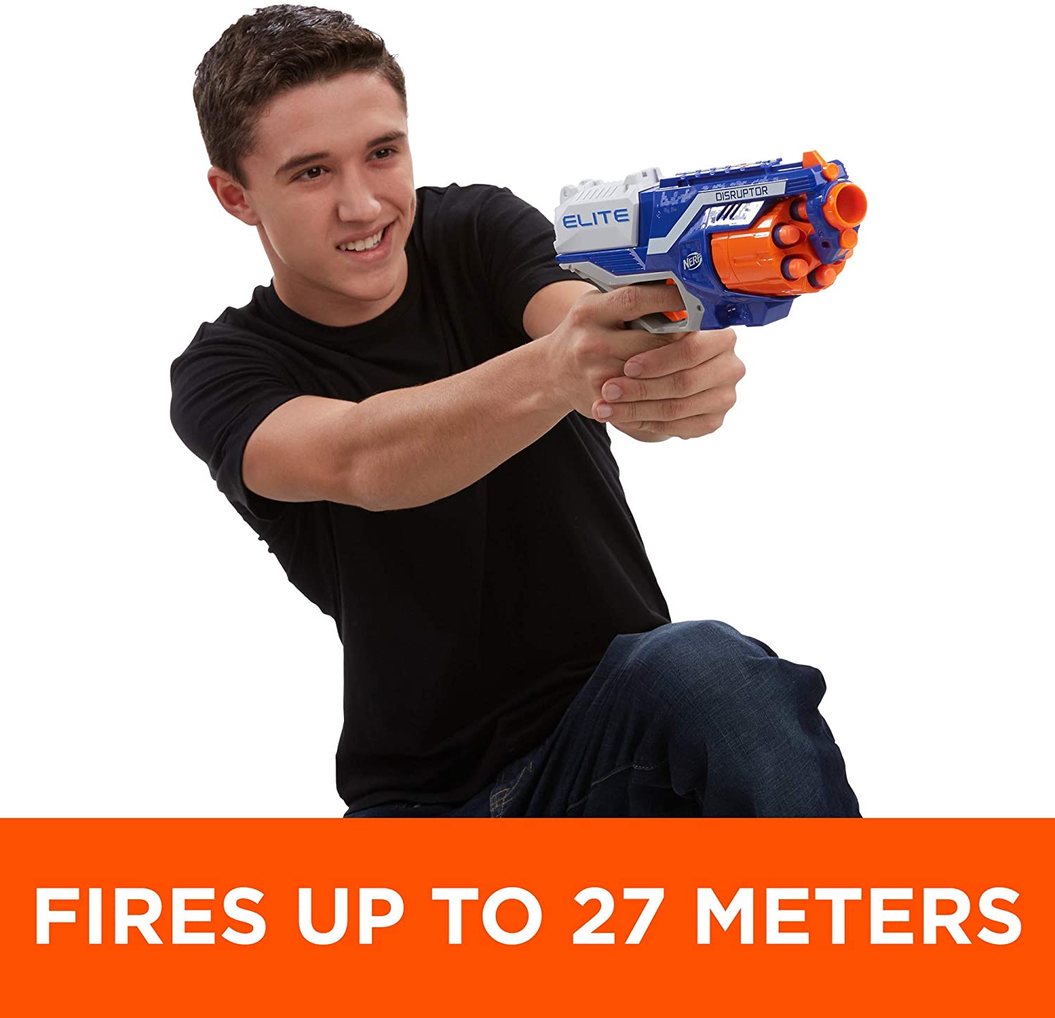 Nerf Disruptor Elite Blaster -- 6-Dart Rotating Drum, Slam Fire, Includes 6 Official Nerf Elite Darts -- For Kids, Teens, Adults