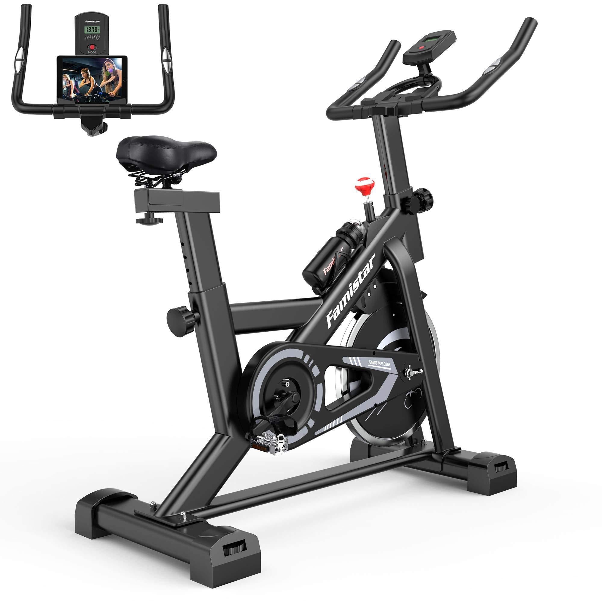 Famistar 40 lbs Quiet Flywheel 300 lbs Capacity Exercise Bike, Indoor Cycling Bike Stationary with LCD Display - JOY2ESpree