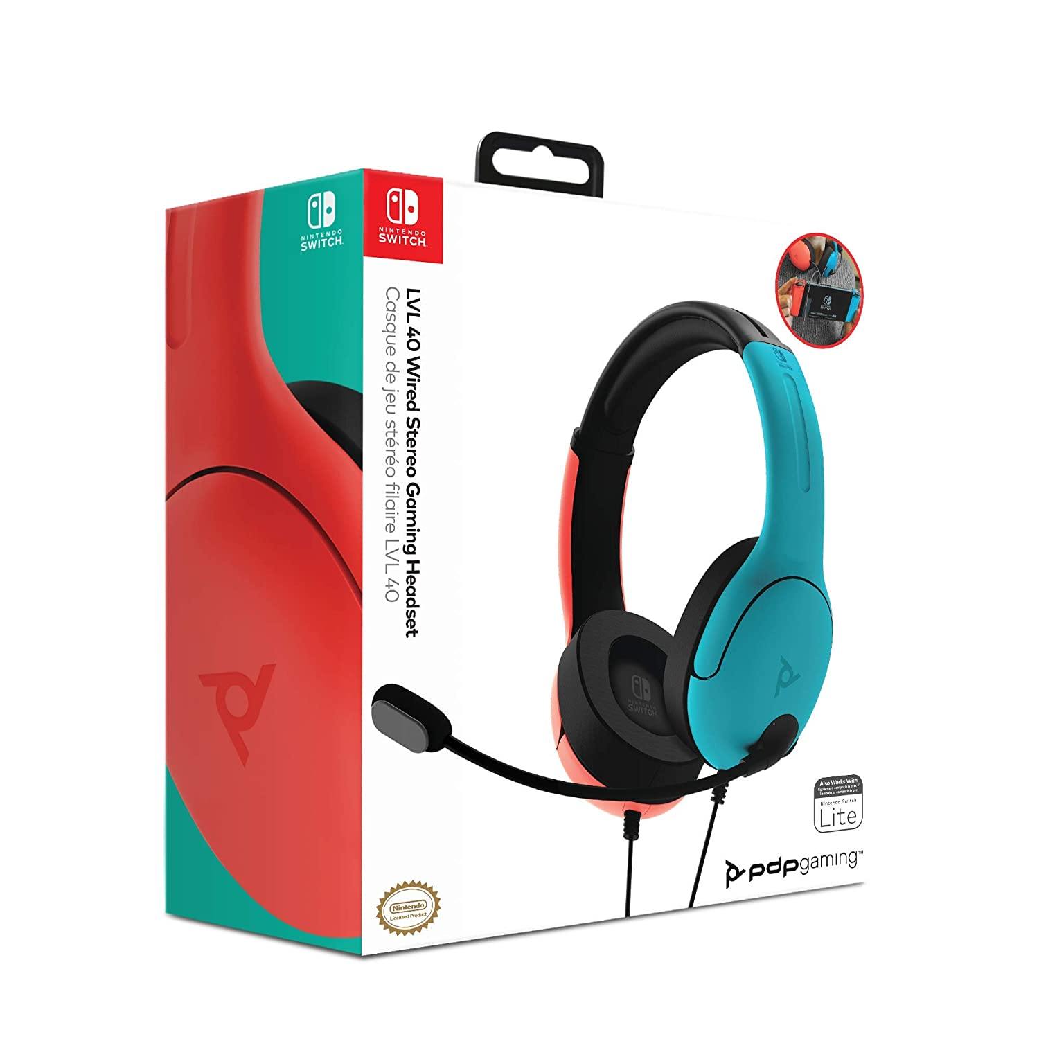 PDP Gaming LVL40 Wired Stereo Headset with Noise Cancelling Microphone: Nintendo Switch - JOY2ESpree