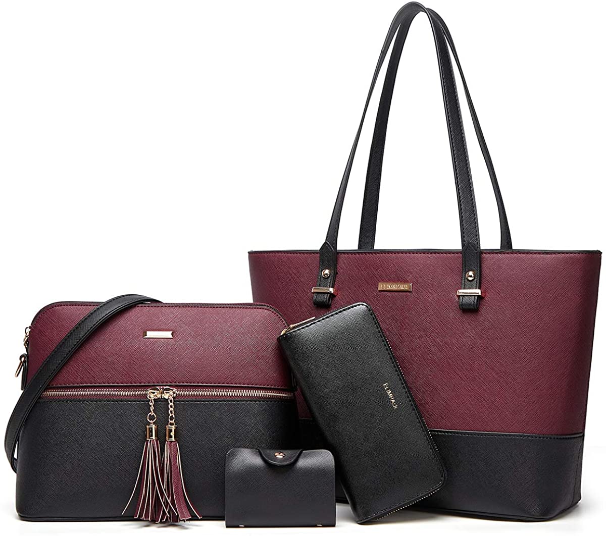Women Fashion Handbags Wallet Tote Bag Shoulder Bag Top Handle Satchel Purse Set 4pcs