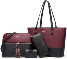 
                        
                          Load image into Gallery viewer, Women Fashion Handbags Wallet Tote Bag Shoulder Bag Top Handle Satchel Purse Set 4pcs
                        
                      