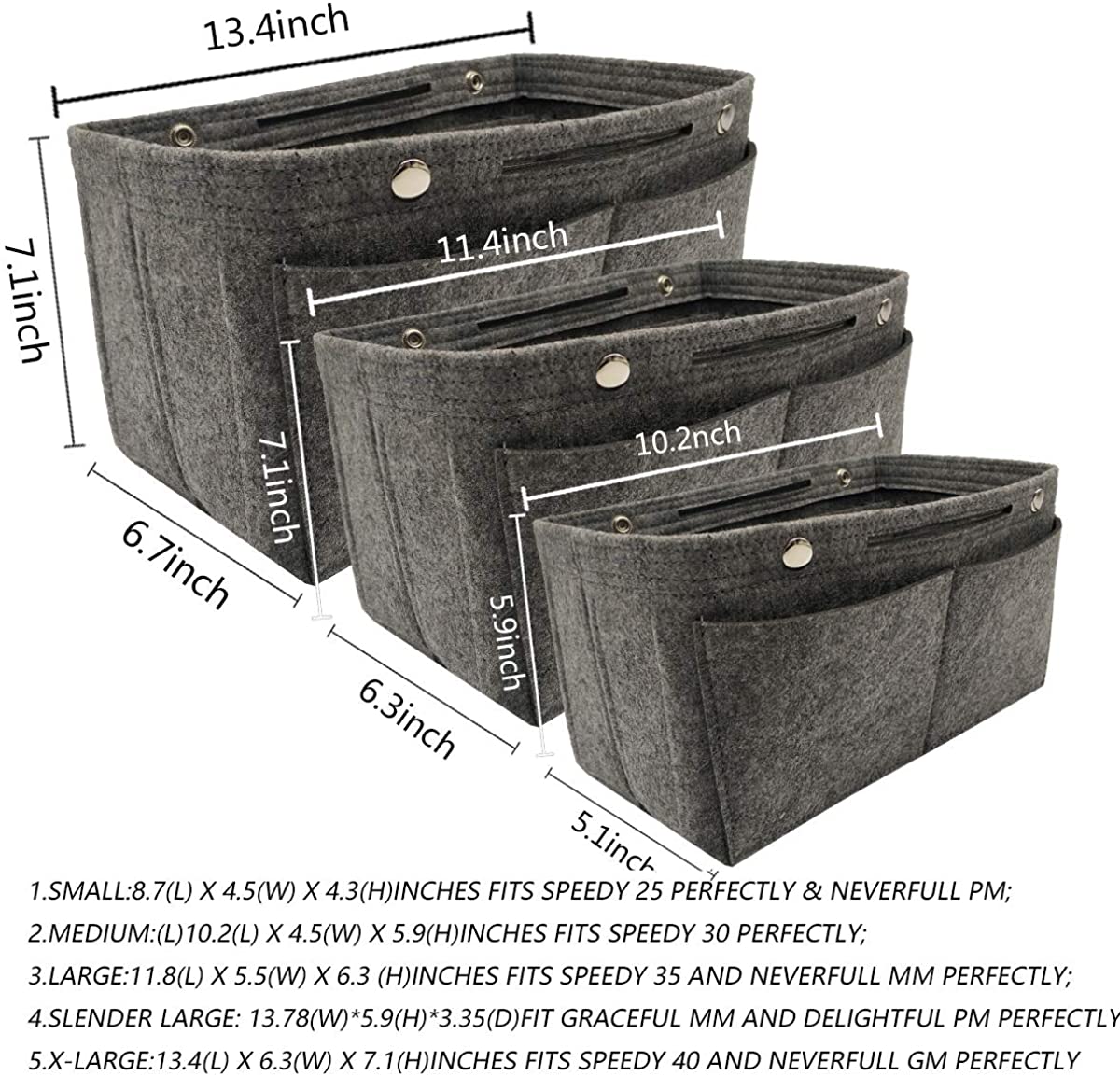 Felt Purse Organizer Insert Bag organizer Multi Pocket Bag in Bag Organizer Shaper