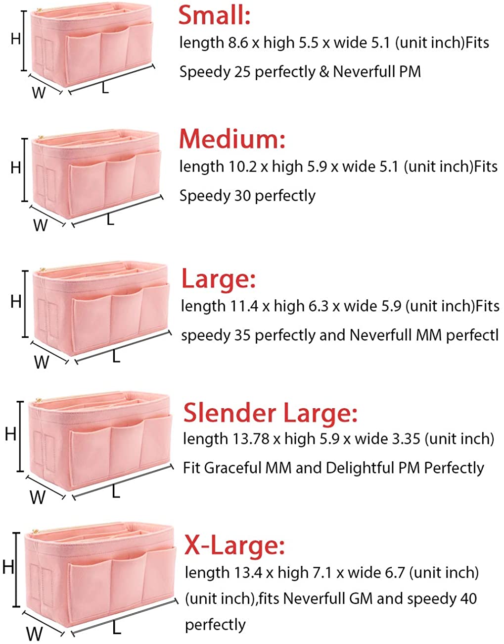 LEXSION Felt Purse Insert Bag Organizer Bag In Bag For Handbag Purse Organizer Fits Speedy Neverfull