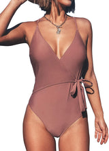 
                        
                          Load image into Gallery viewer, CUPSHE Women's One Piece Swimsuit Wrap Tie Side Cross Back Swimwear Bathing Suits - JOY2ESpree
                        
                      
