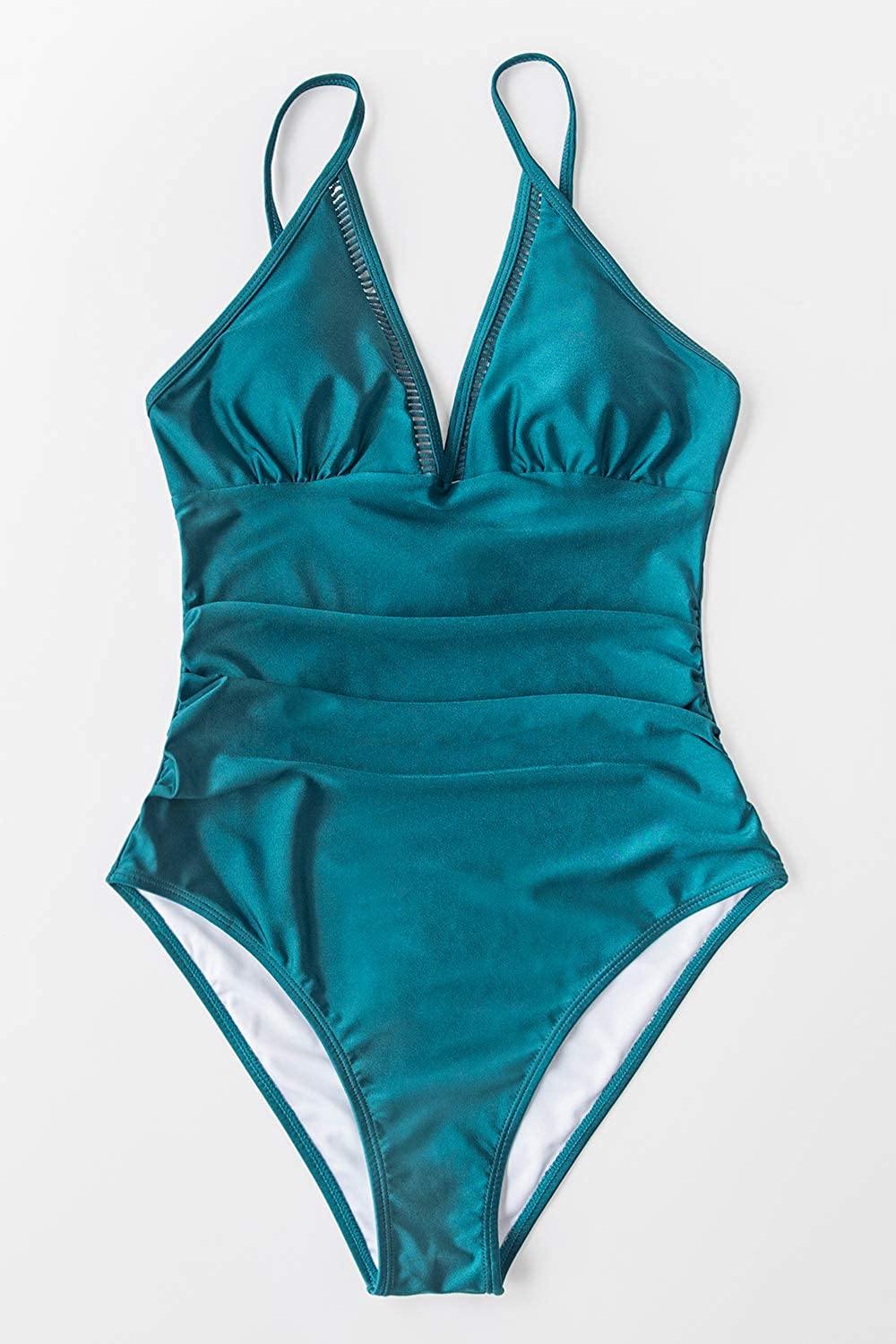 CUPSHE Women's One Piece Swimsuit Tummy Control V Neck Two Piece Bathing Suits - JOY2ESpree
