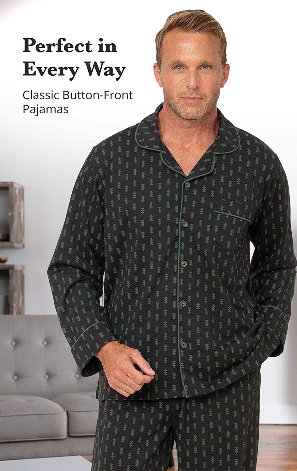 PajamaGram Classic Mens Pajamas Cotton - Men Pajamas Set