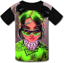 
                        
                          Cargar imagen en el visor de la galería, IGUGgpi Green Hair Girl Kids Unisex Printed Graphic T-Shirt Short Sleeve Tops Black
                        
                      