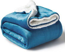 
                        
                          Load image into Gallery viewer, Bedsure Sherpa Fleece Blanket Throw Size Navy Lightweight Super Soft Cozy Luxury Bed Blanket Microfiber
                        
                      