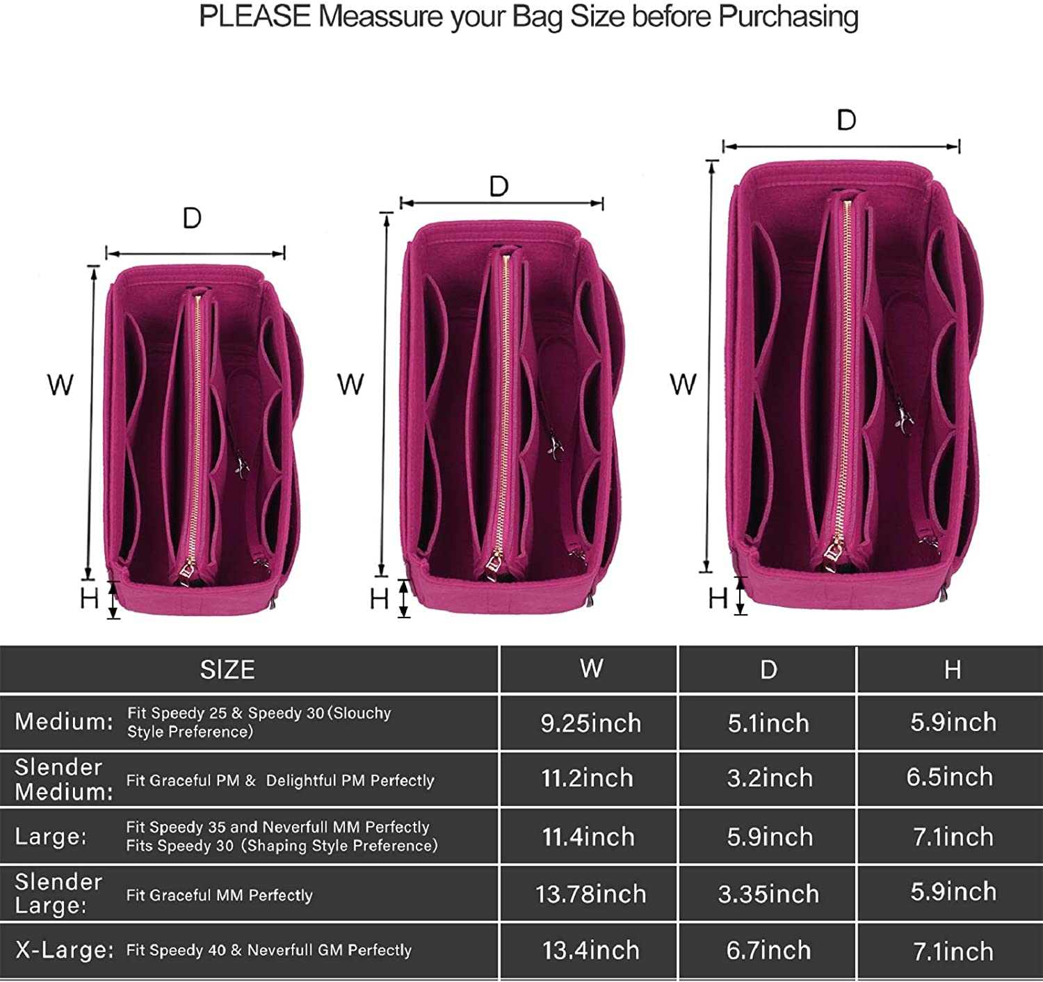 Purse Organizer Insert, Bag Organizer, Bag in Bag, Perfect for Speedy Neverfull and More, 5 Size (X-Large, Black)