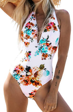 
                        
                          Load image into Gallery viewer, CUPSHE Women's Tie Waist Floral Print One Piece Swimsuit Halter Swimwear - JOY2ESpree
                        
                      