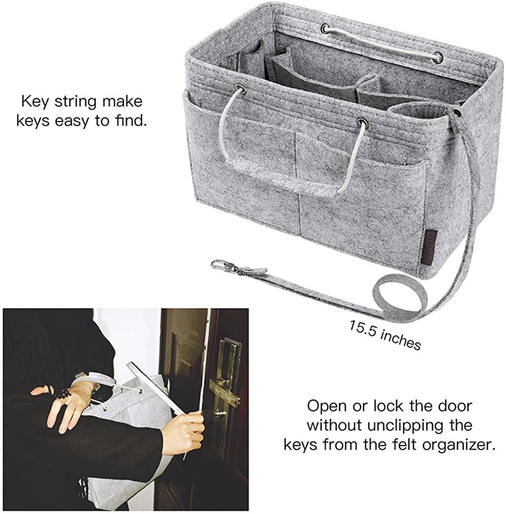 Purse Organizer, Multi-Pocket Felt Handbag Organizer, Purse Organizer Insert with Handles, Medium, Large, X-Large