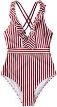 
                        
                          Load image into Gallery viewer, CUPSHE Women's V Neck One Piece Swimsuit Ruffled Back Cross Swimwear
                        
                      