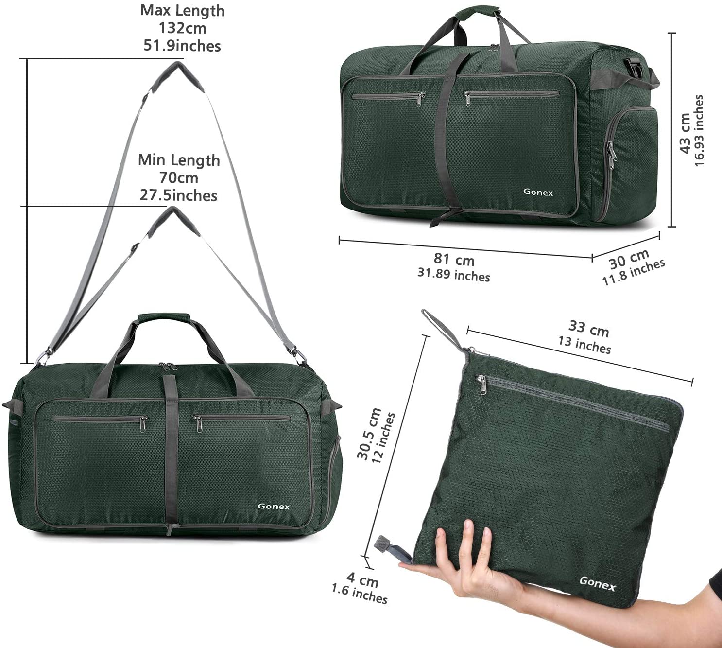 Gonex 150L Travel Duffel Bag Foldable Extra Large Duffle Bag XL Heavy Duty for Men Women for Luggage Shopping Gray