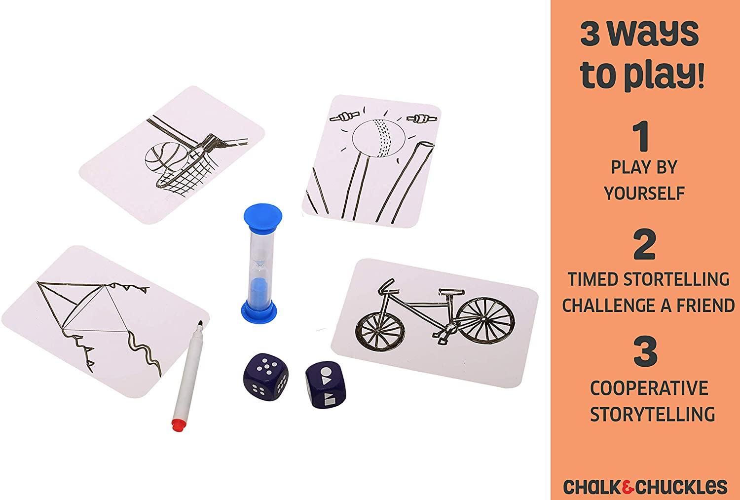 Chalk and Chuckles Rolling Tales, Story Telling Wooden Dice Cubes with Feelings & Objects Ages 5 to 99 Years Old Create Endless Stories - JOY2ESpree