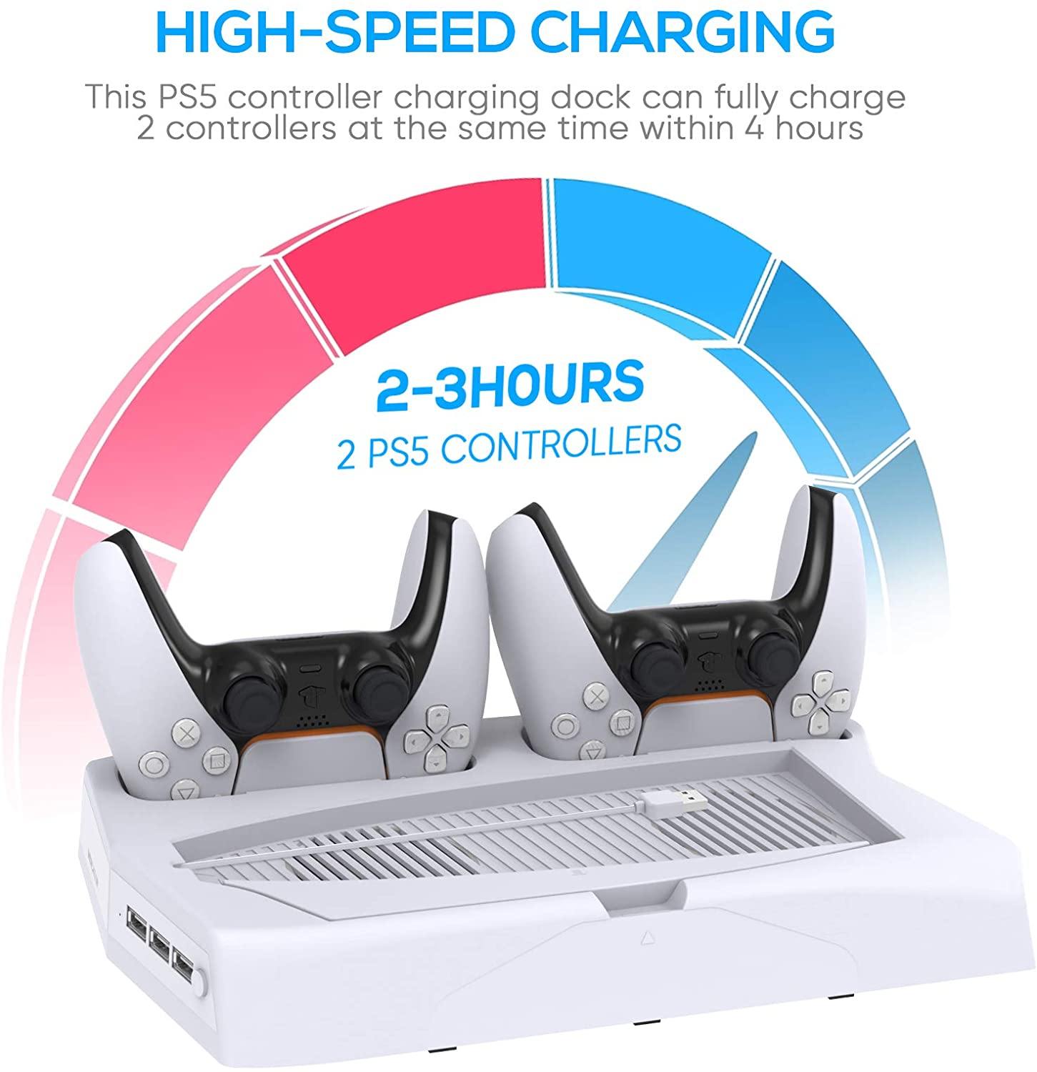 Vertical Stand for Playstation 5 with Cooling Fan Charging Station - JOY2ESpree