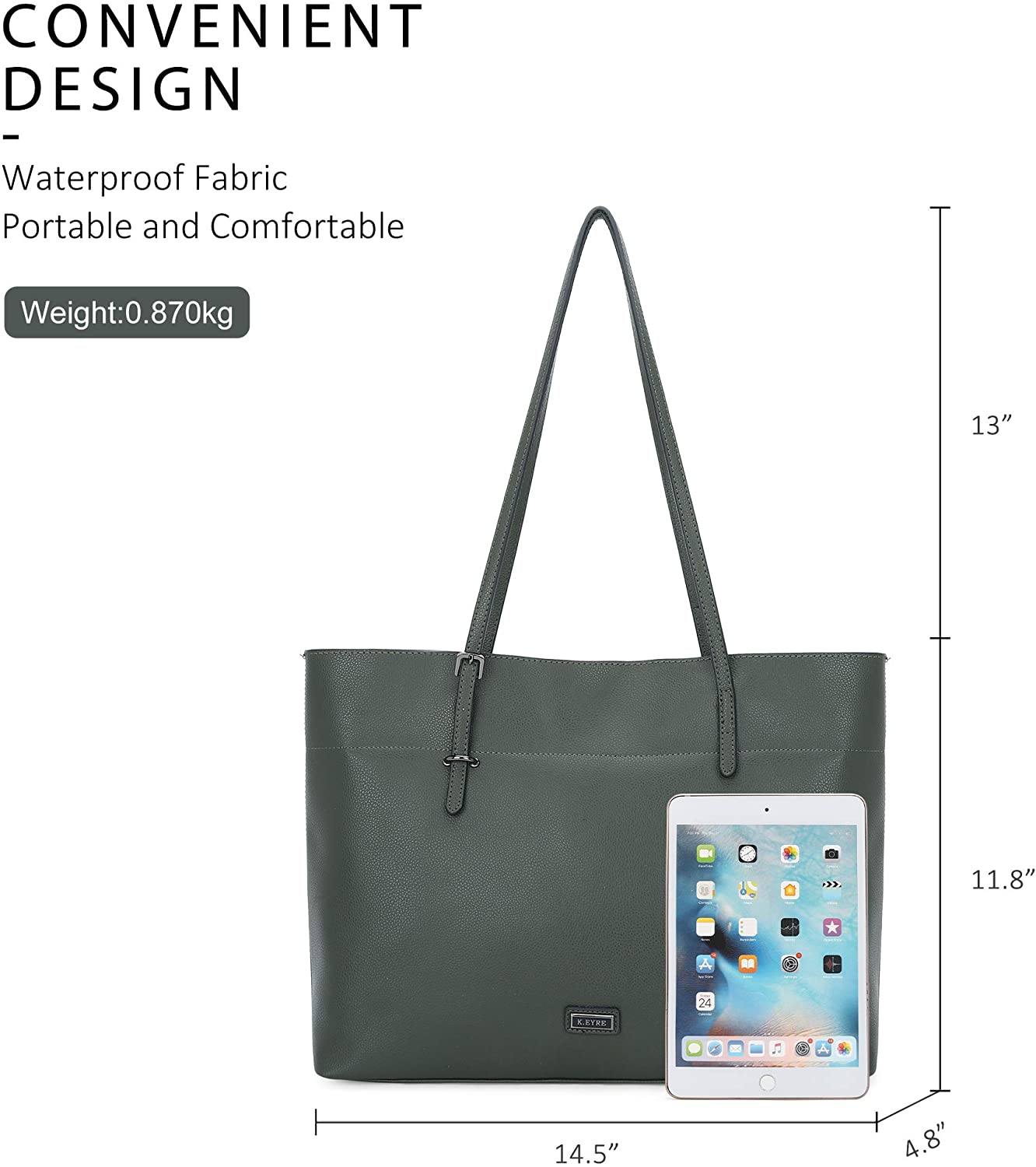 K.EYRE Women's Soft Faux Leather Tote Bag Purse Handbags Wallet Tote Shoulder Bag Purse Large Capacity