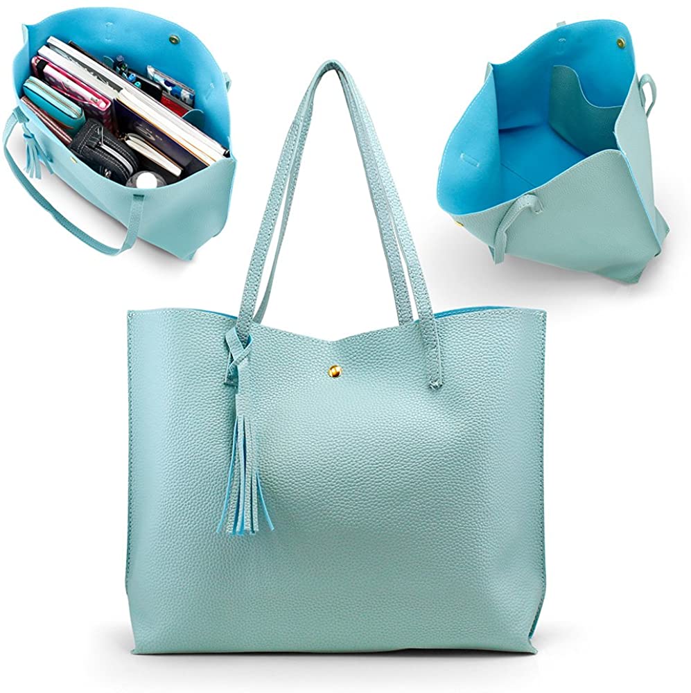 Oct17 Women Large Tote Bag - Tassels Faux Leather Shoulder Handbags, Fashion Ladies Purses Satchel Messenger Bags