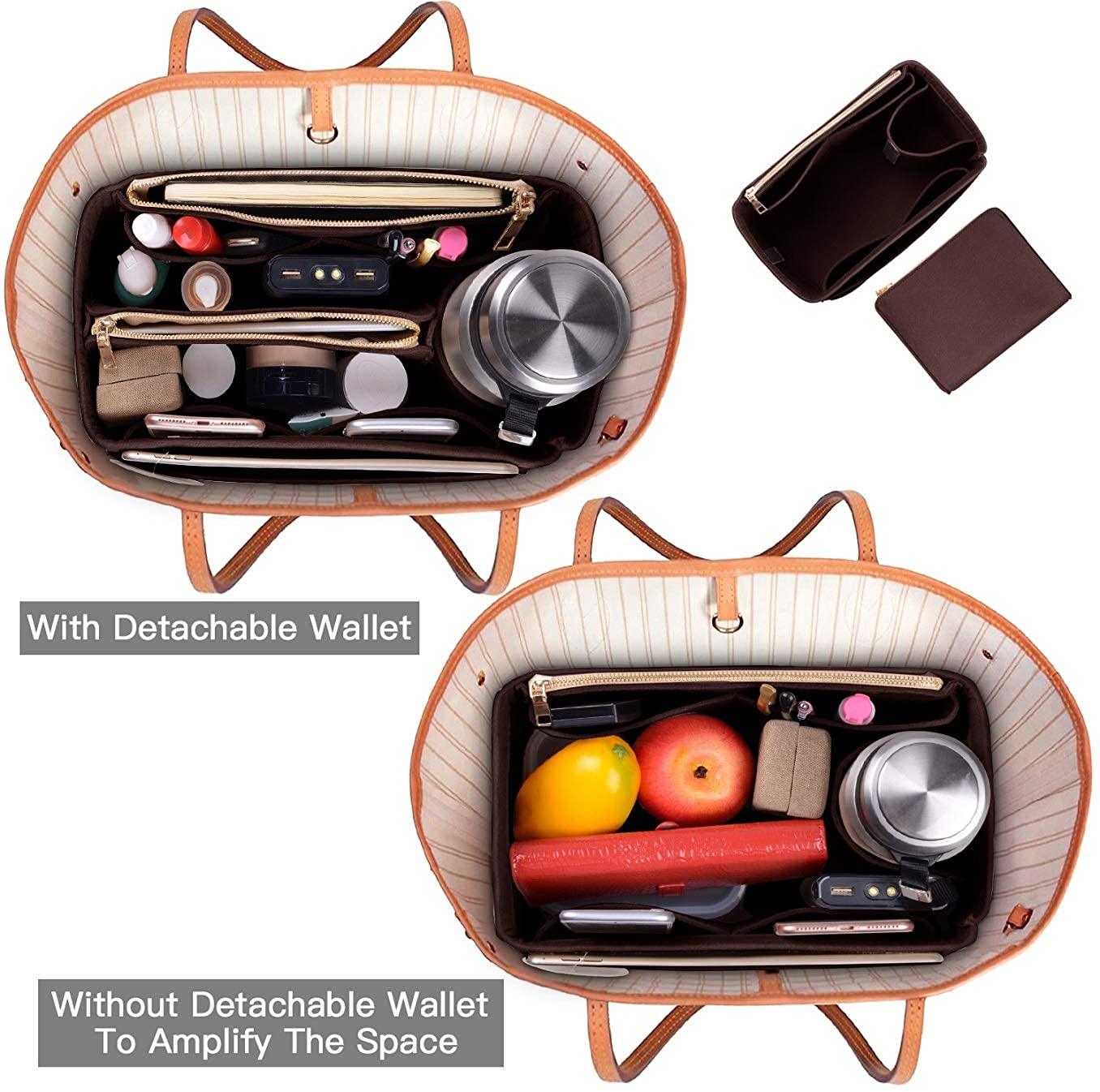 Purse Organizer, Felt Bag Organizer Insert Purse Organizer For LV Speedy, Neverfull, Tote, Handbag,Shaper 3 Sizes