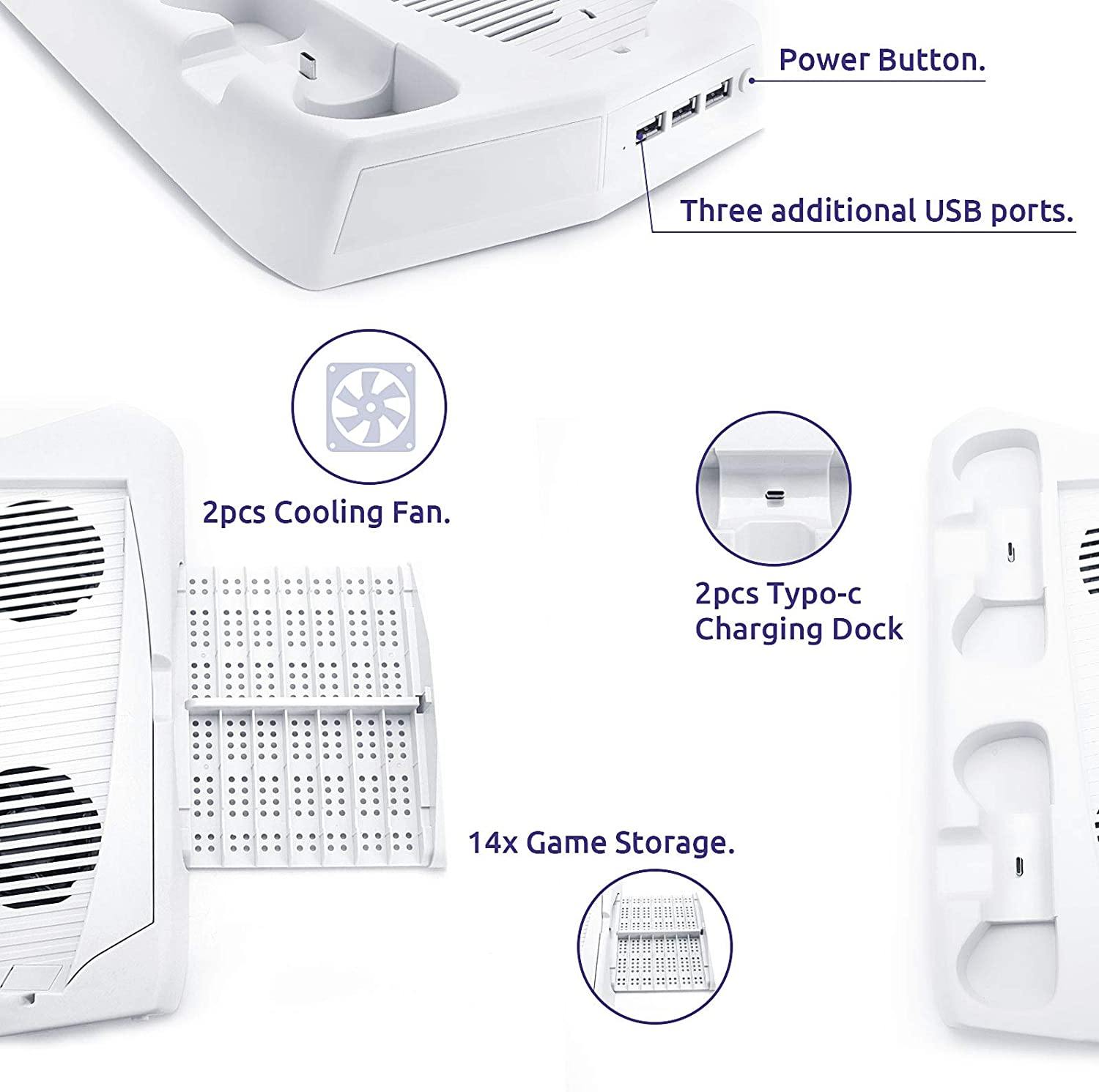 Stand with Cooling Fan and Dual Controller Charger for PS5 - JOY2ESpree