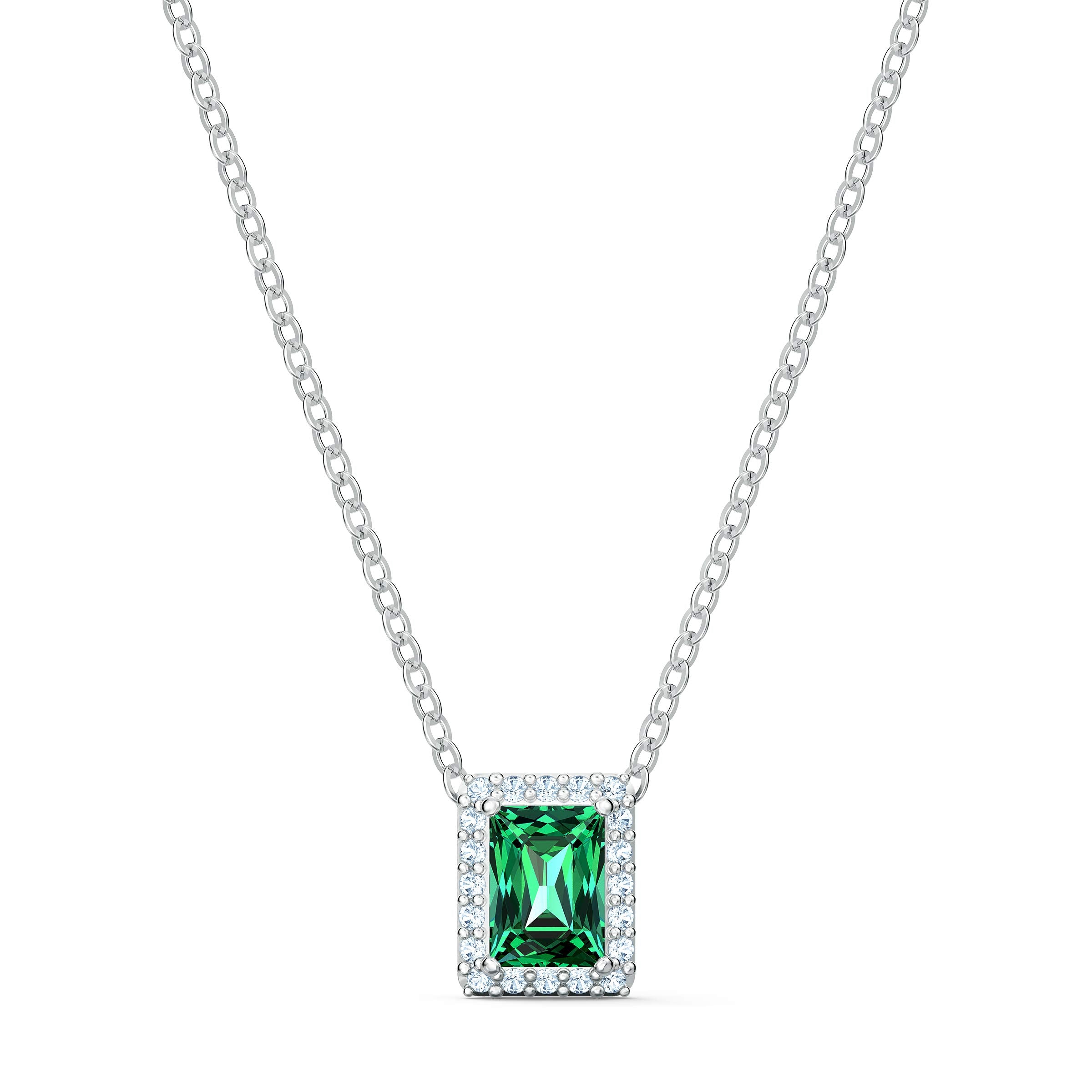 SWAROVSKI Women's Angelic Rectangular Jewelry Collection, Rhodium Finish, Green Crystals, Clear Crystals - JOY2ESpree
