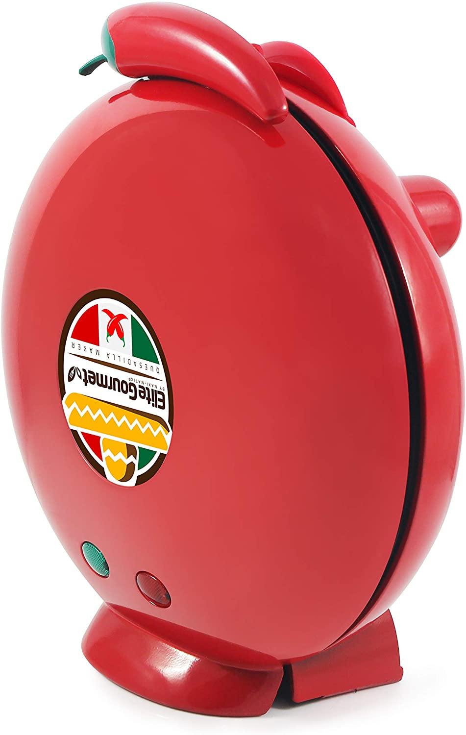 Elite Gourmet Mexican Taco Tuesday Quesadilla Maker, Easy-Slice 6-Wedge, Grilled Cheese, 11 Inch, Red - JOY2ESpree