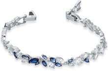 
                        
                          Load image into Gallery viewer, Swarovski Women's Louison Jewelry Collection, Rhodium Finish, Blue Crystals, Clear Crystals - JOY2ESpree
                        
                      