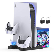 
                        
                          Load image into Gallery viewer, Upgraded Vertical Stand with Cooling Fans for PS5 Disc/Digital Edition Console - JOY2ESpree
                        
                      