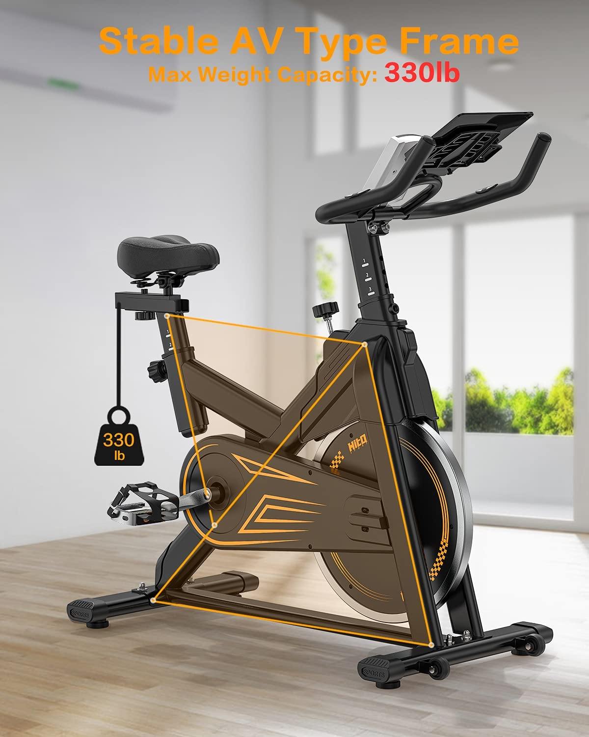 Indoor Cycling Bike Stationary - Exercise Bike for Home Cardio Workout with Comfortable Seat Cushion & Silent Belt Drive & Pad Holder - JOY2ESpree