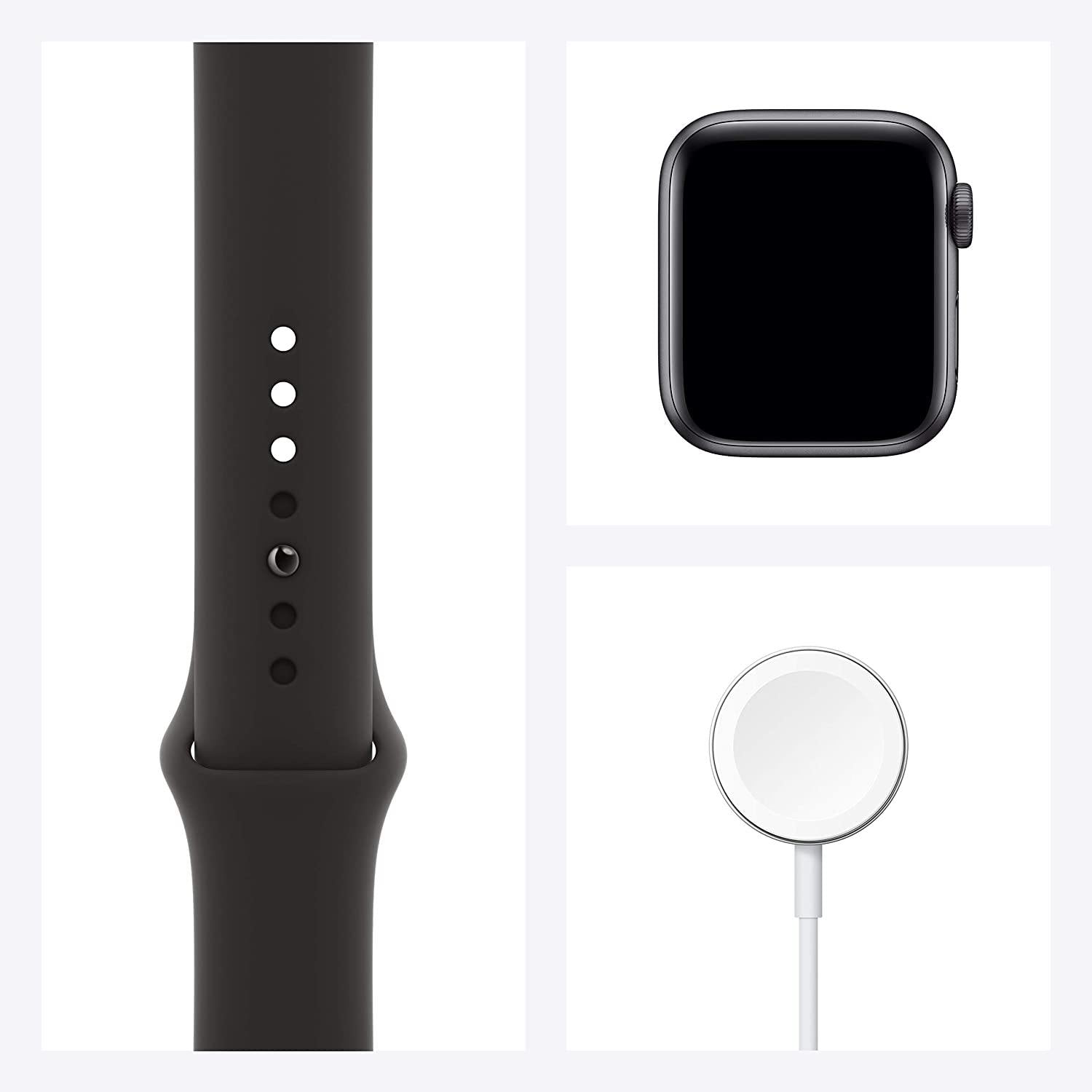 Apple Watch Series 6 (GPS, 44mm) - Space Gray Aluminum Case with Black Sport Band (Renewed) - JOY2ESpree