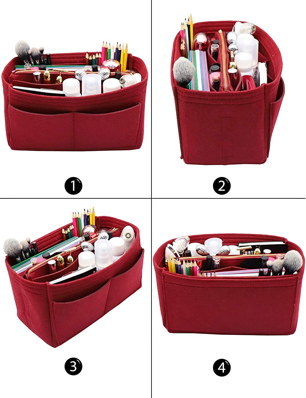 Felt Purse Bag Organizer Insert with zipper Bag Tote Shaper Fit Speedy Neverfull MM GM