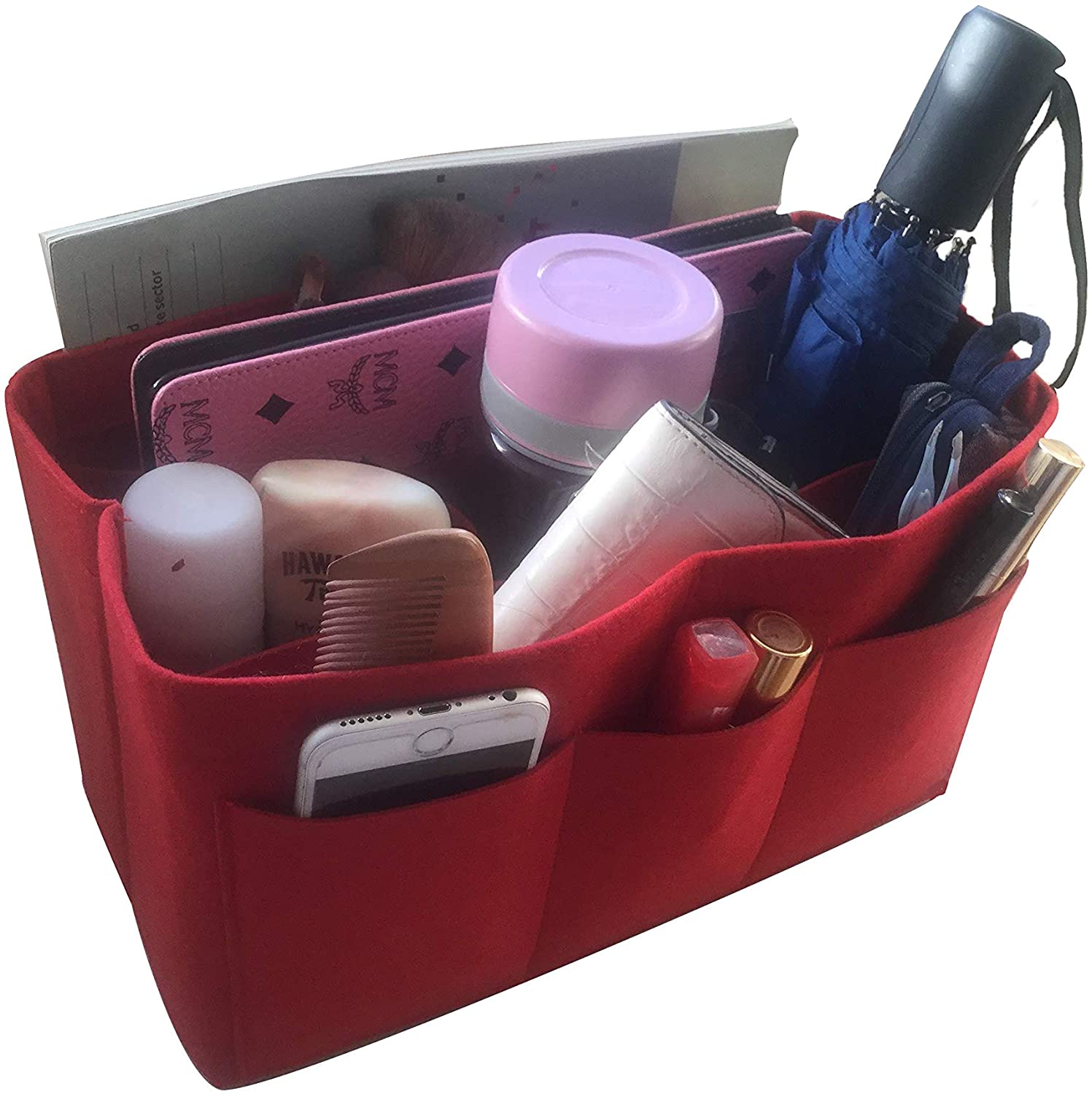 Felt Tote Bag Organizer Insert with Pockets, Handbag Purse Shaper, fits Neverfull, Speedy, Longchamp, etc.