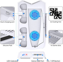 
                        
                          Load image into Gallery viewer, Vertical Charging Stand for PS5 Controllers with Cooling Fan - JOY2ESpree
                        
                      