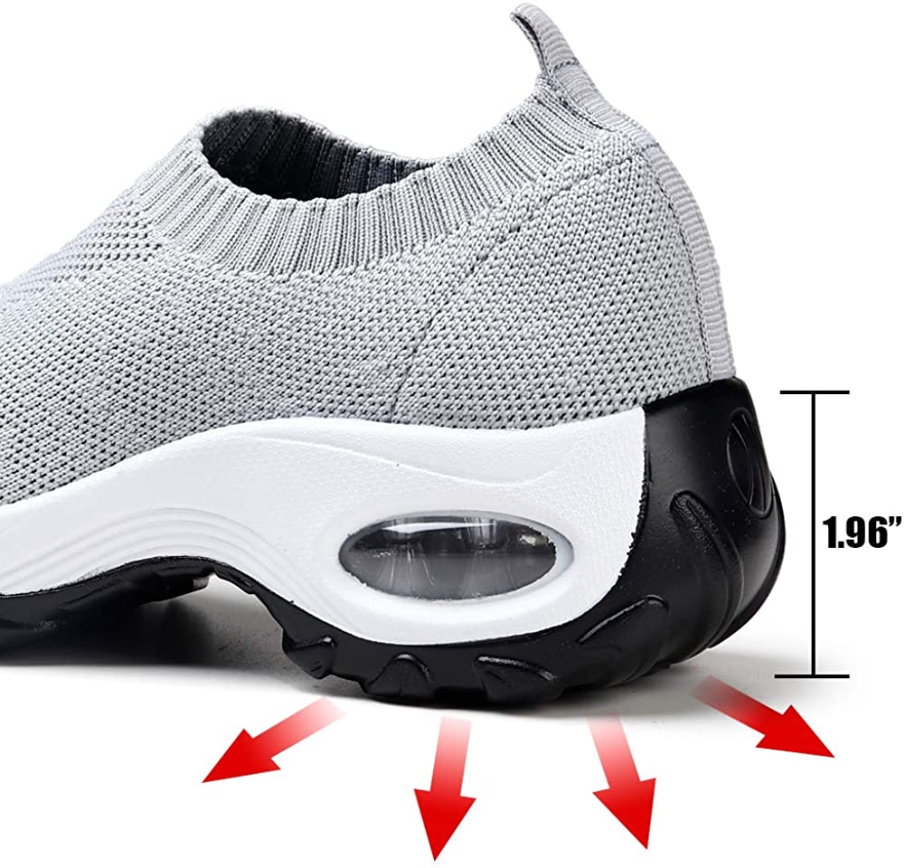 STQ Slip On Breathe Mesh Walking Shoes Women Fashion Sneakers Comfort Wedge Platform Loafers