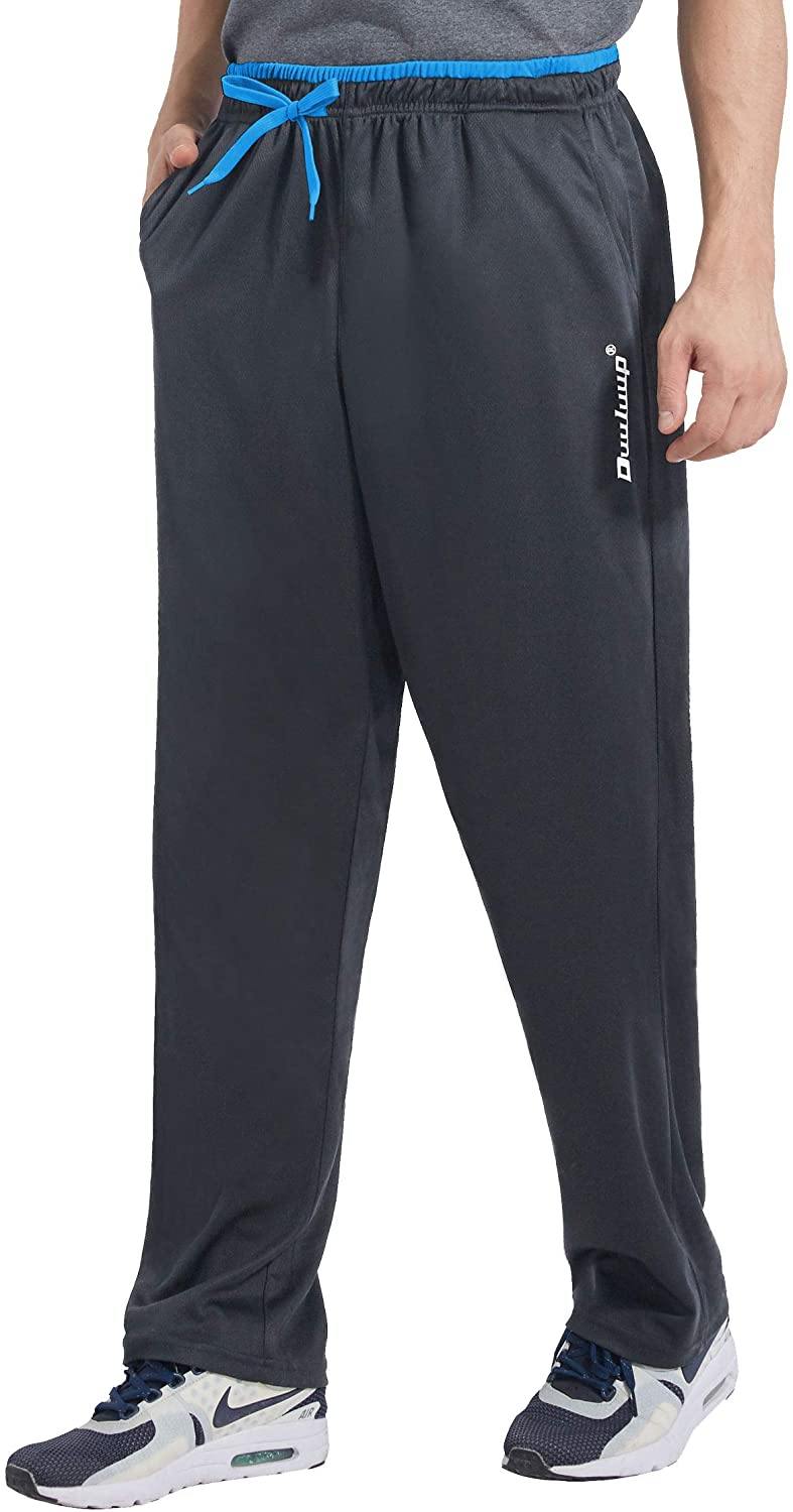 Duuluup Mens Jogger Sweatpants with Pockets Open Bottom Elastic Waist Workout Pants for Training Track Running - JOY2ESpree