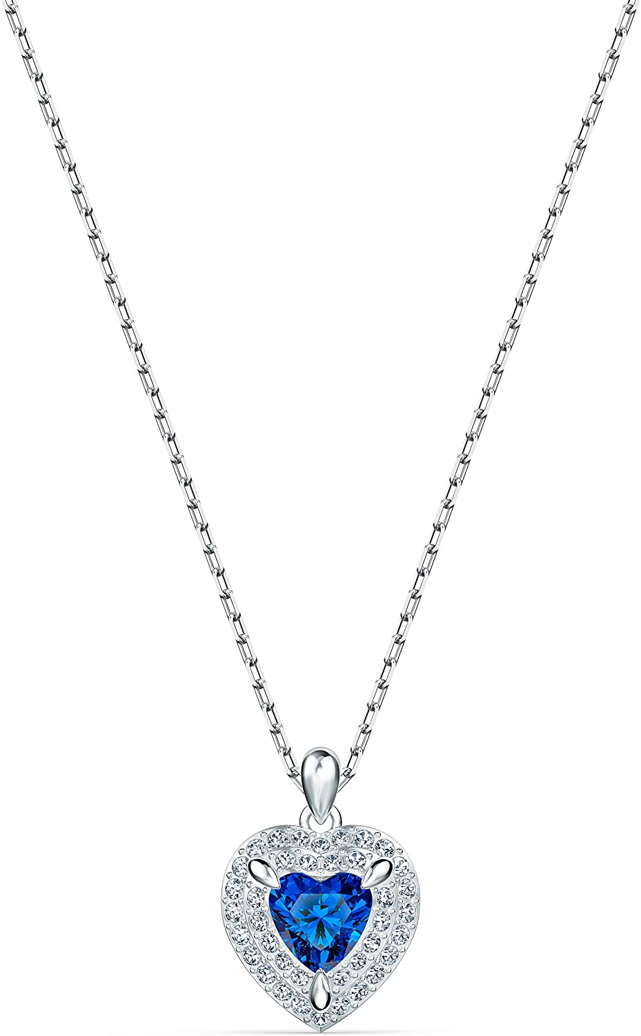 SWAROVSKI Women's One Heart Jewelry Collection, Rhodium Finish, Blue Crystals, Clear Crystals - JOY2ESpree
