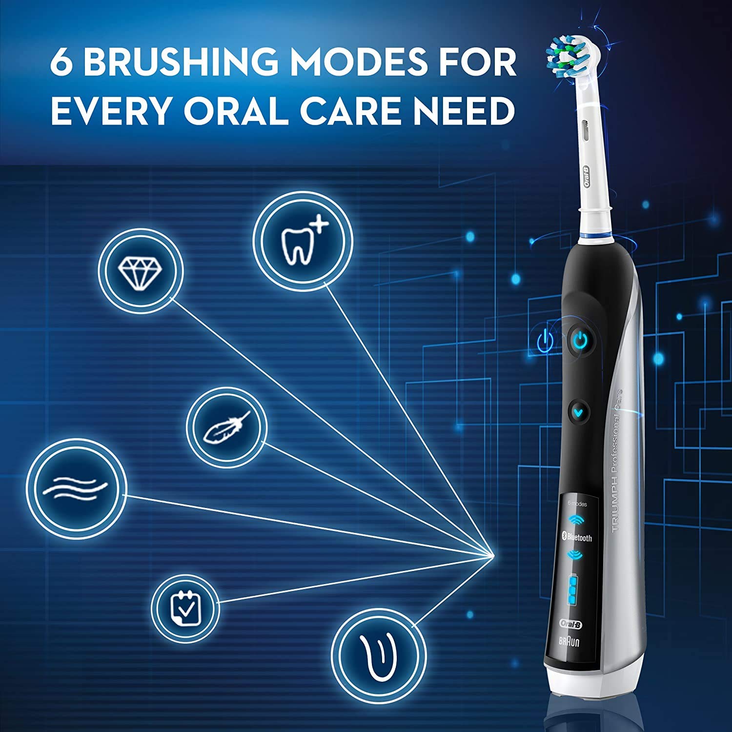 Electric Toothbrush, Oral-B Pro 7000 SmartSeries Black Electronic Power Rechargeable Toothbrush