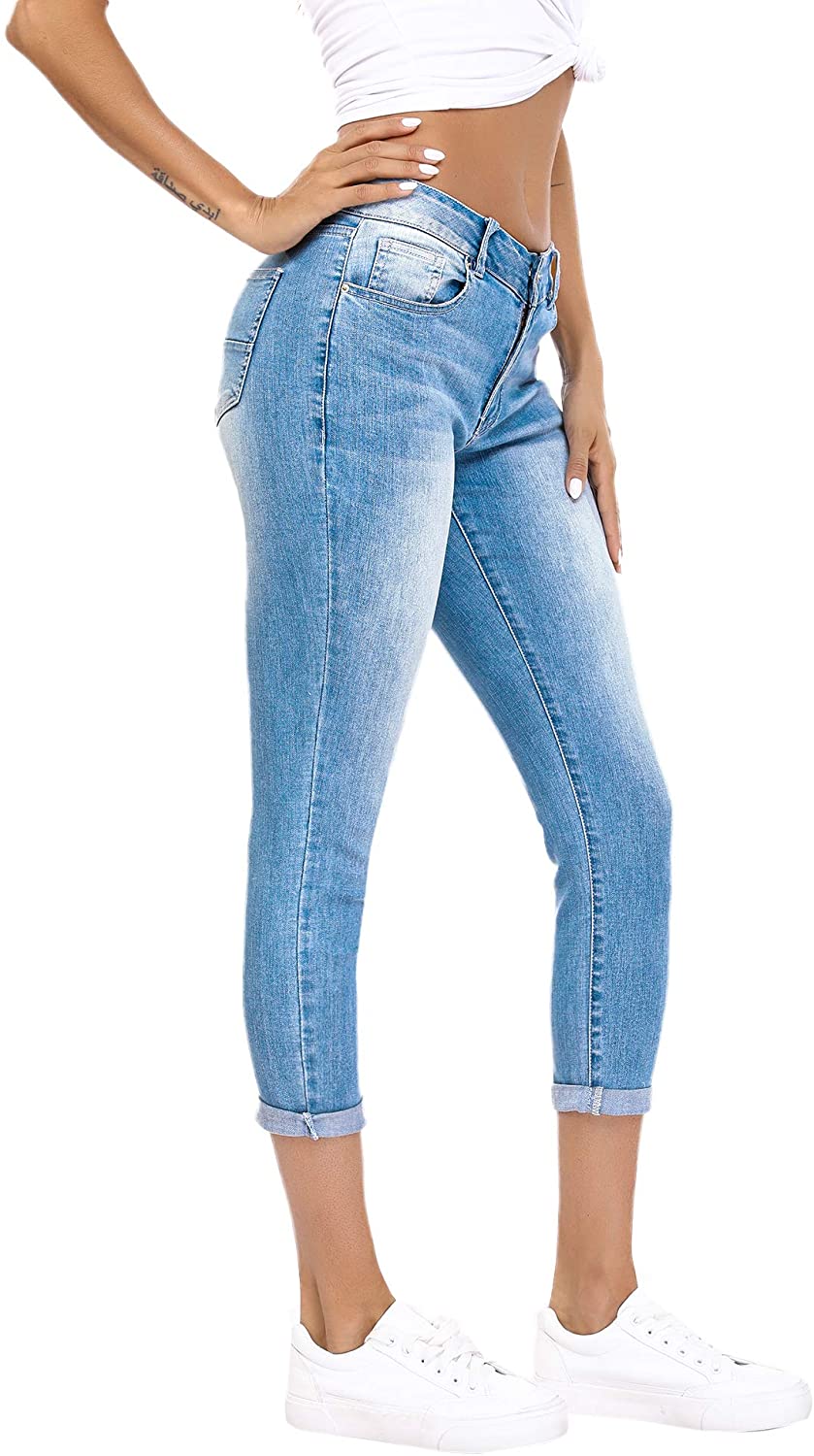 Resfeber Women's Ripped Boyfriend Jeans Cute Distressed Jeans Stretch Skinny Jeans with Hole