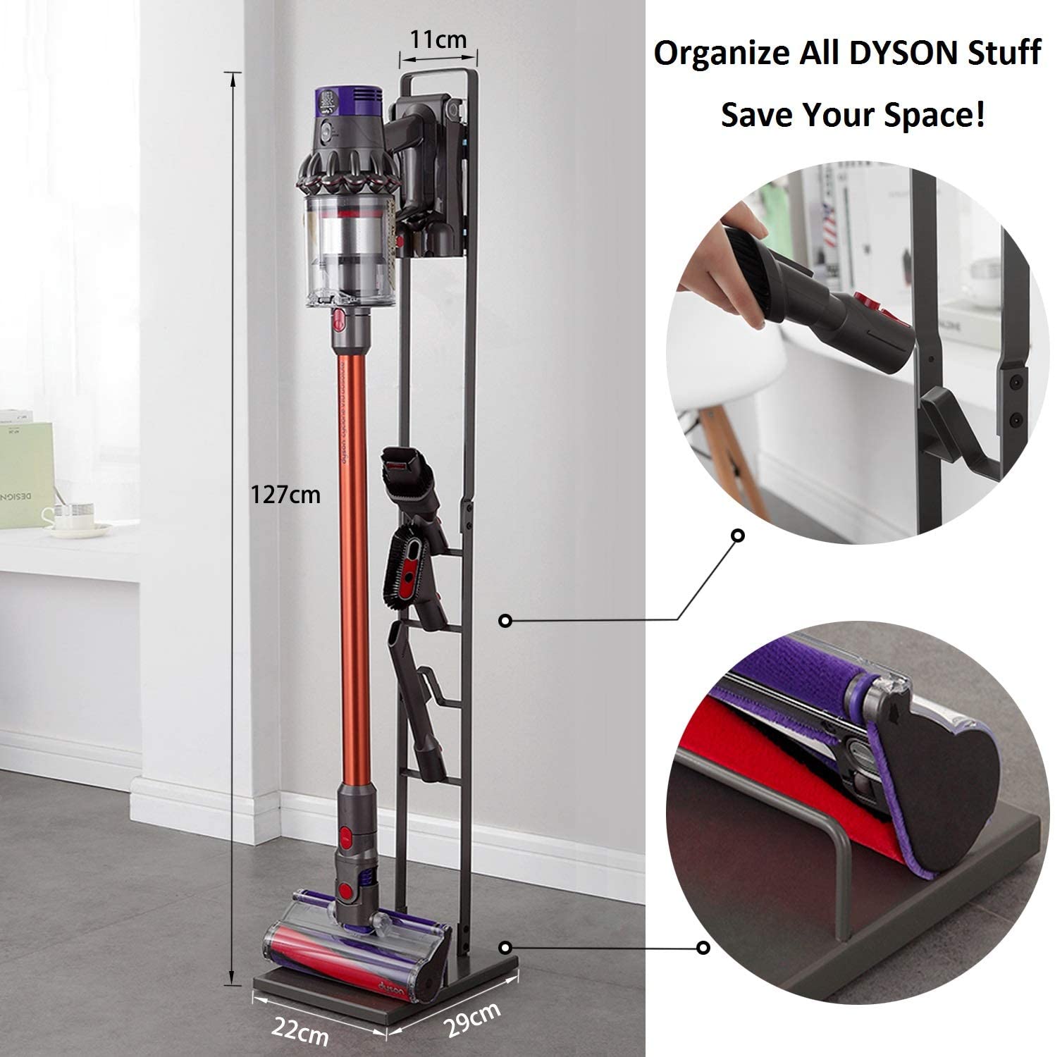 Tolhoom Storage Stand Dock Docking Station for Dyson V11 V10 V8 V7 V6 Cordless Stick Vacuum Cleaner, Stable Metal Storage Bracket Organizer Rack - JOY2ESpree