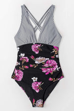 
                        
                          Load image into Gallery viewer, CUPSHE Women's One Piece Swimsuit V Neck Tummy Control Cross Back Vintage Swimwear Bathing Suits
                        
                      