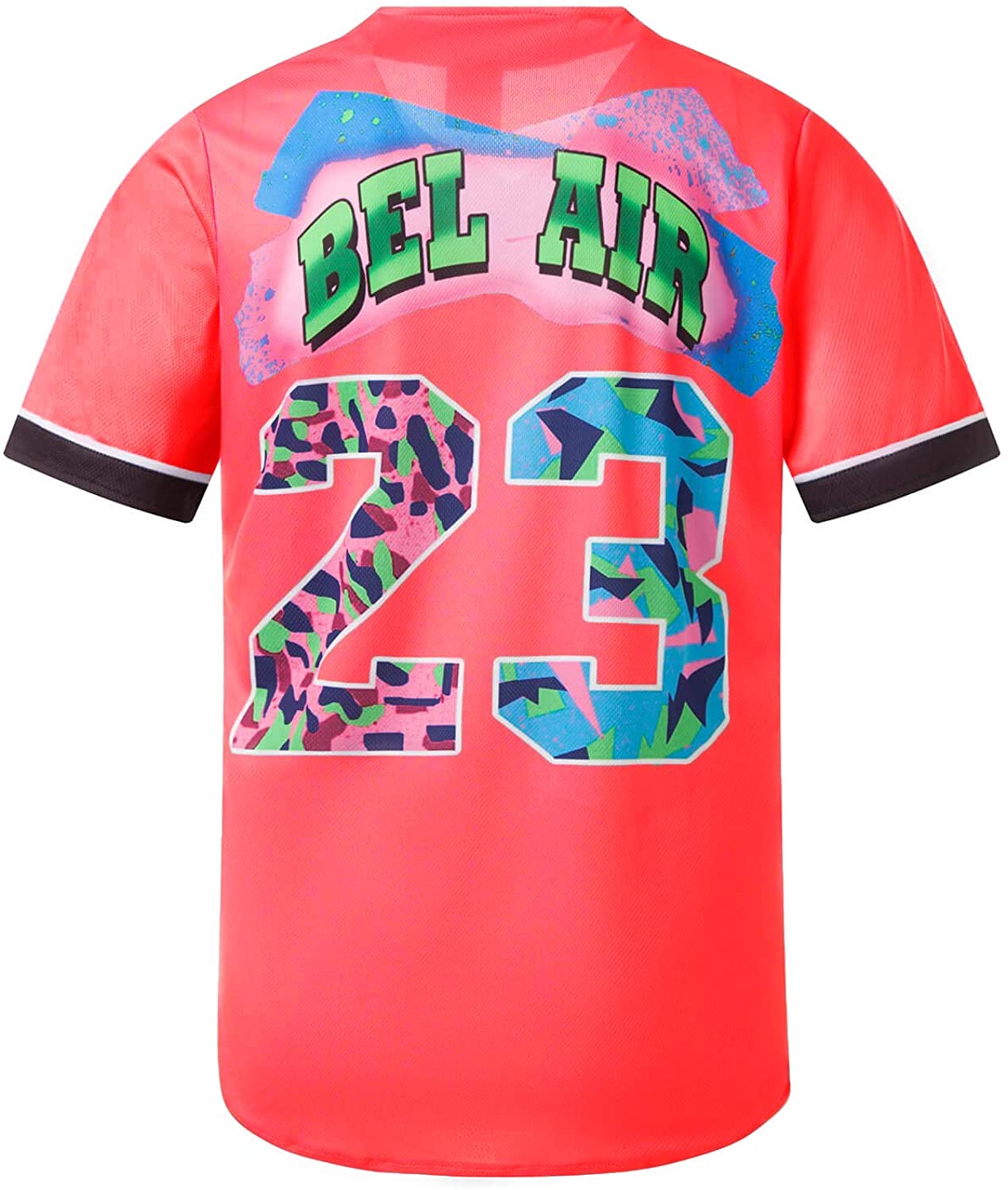 MOLPE 90s Hip Hop Clothing for Men and Women, Unisex Bel Air 23 Baseball Jersey, Mens Printed Urban Shirts for Party