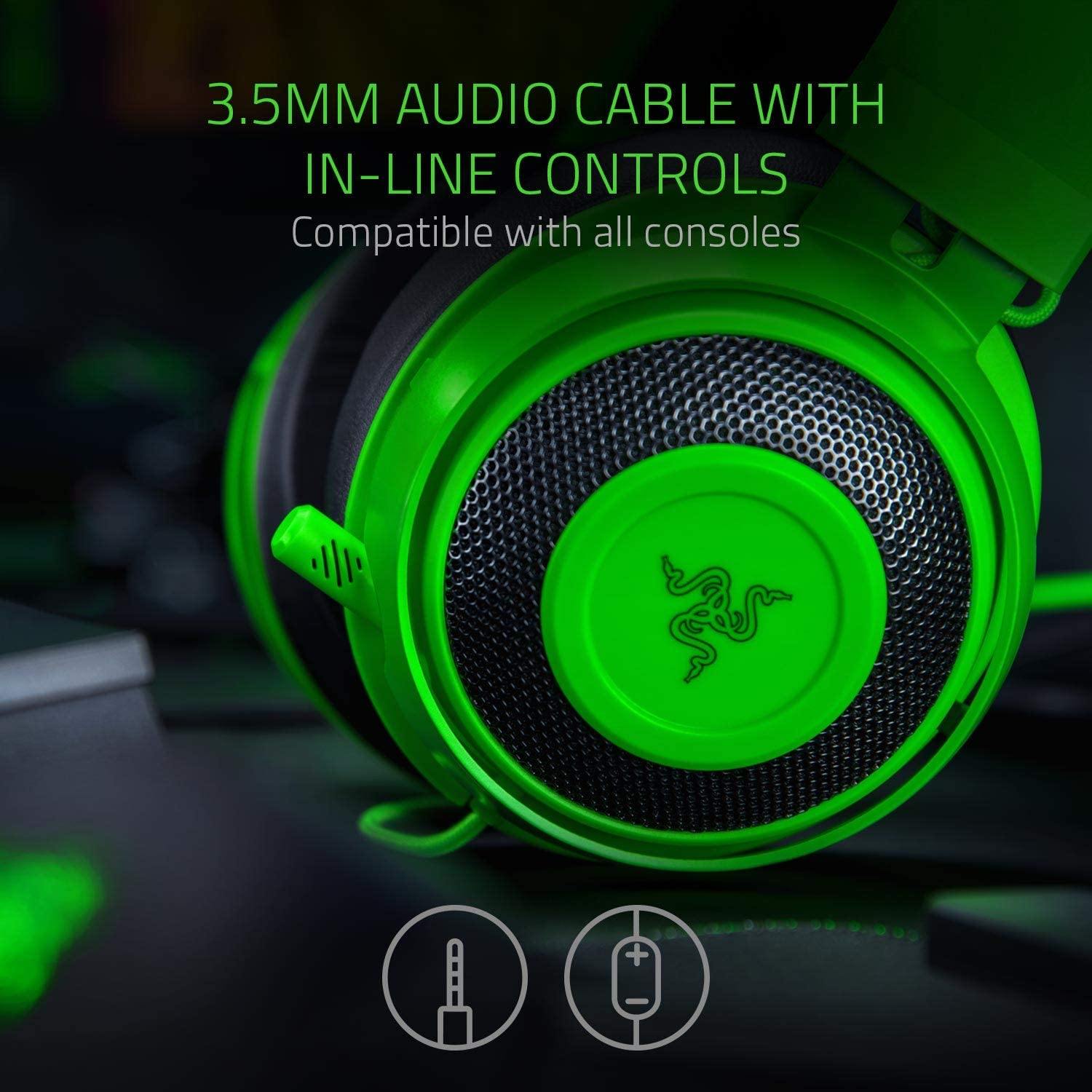 Razer Kraken Gaming Headset: Lightweight Aluminum Frame, Retractable Noise Isolating Microphone - JOY2ESpree