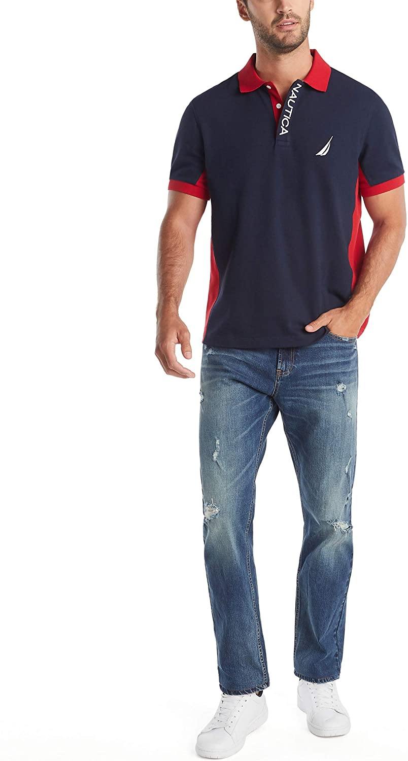 Nautica Men's Short Sleeve Color Block Performance Pique Polo Shirt - JOY2ESpree