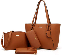 
                        
                          Load image into Gallery viewer, Women Fashion Handbags Wallet Tote Bag Shoulder Bag Top Handle Satchel Purse Set 4pcs
                        
                      