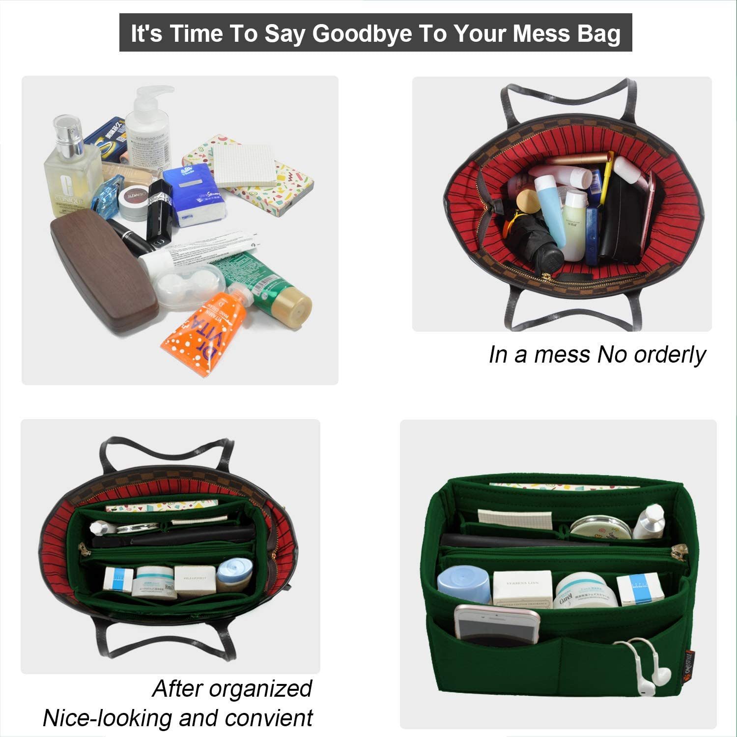 Purse Organizer Insert, Handbag & Tote Organizer, Bag in Bag, Perfect for Speedy Neverfull and More