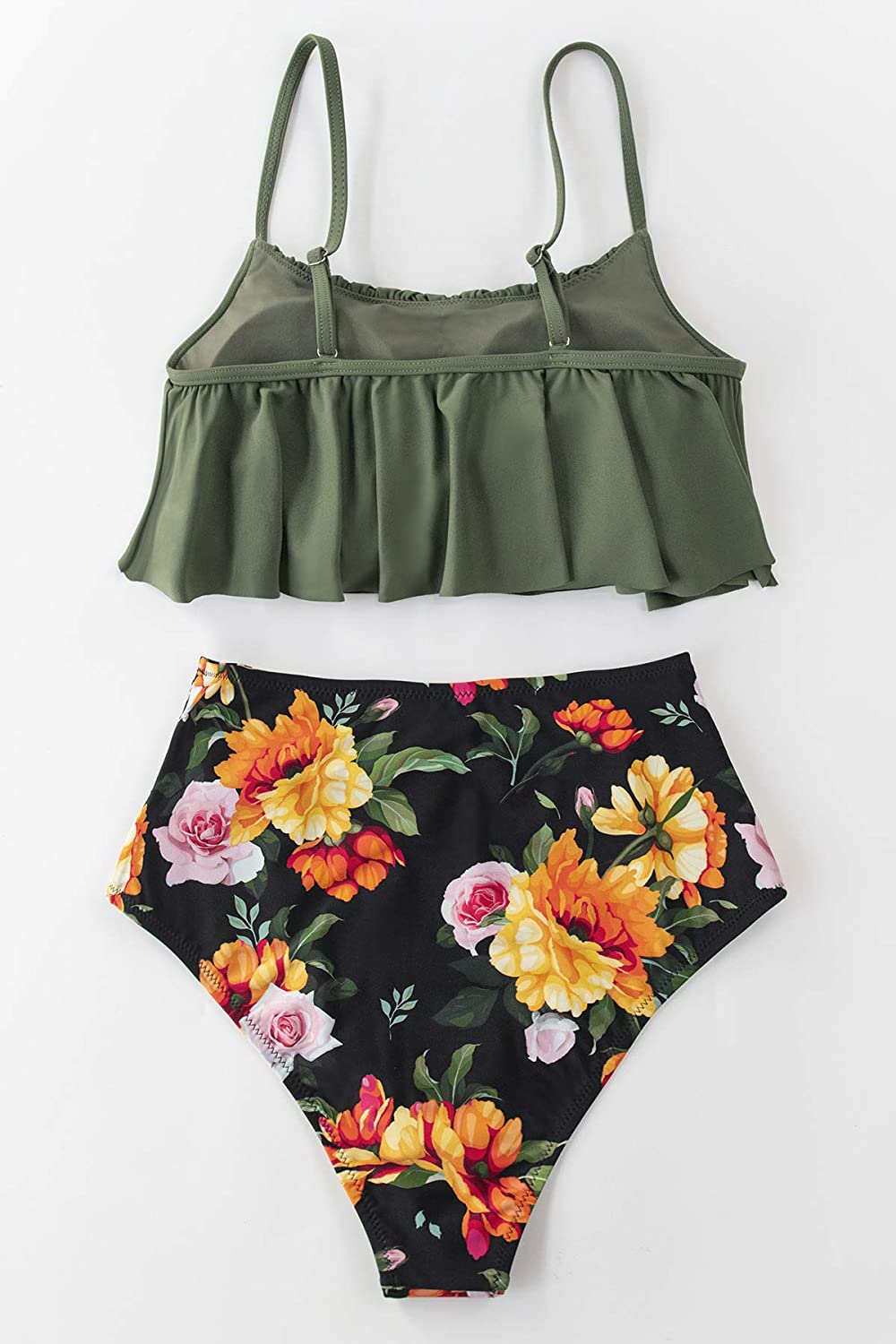 CUPSHE Women's High Waisted Falbala Bikini Set